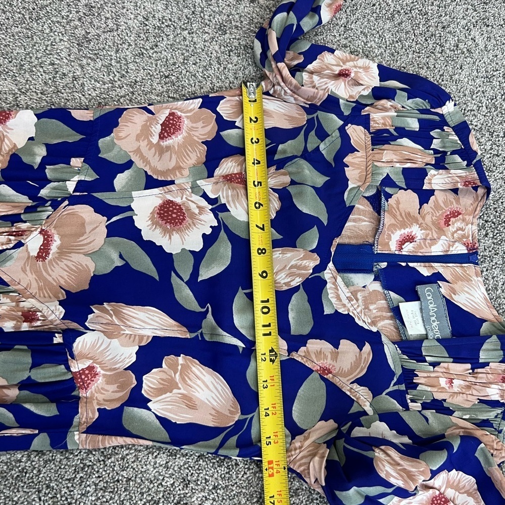 Vintage Carol Anderson Blue Colorful Floral Drop Waist Maxi Dress FS Size 5/6 - Picture 5 of 11